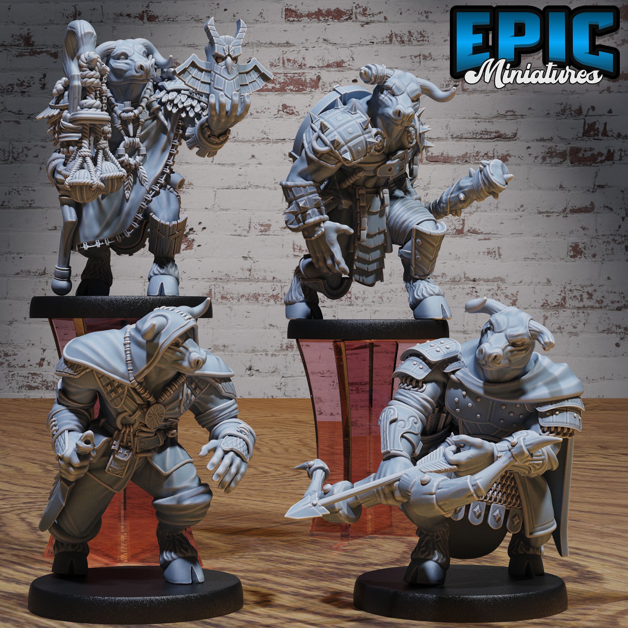 Minotaur Tribe Set B / Minotaurfolk / Taurus Folk Warrior / Bulky Horned Fighter / Bull Human Minotaur Hybrid Beast / Ancient Greek Monster / Roman Myth Animal / Olympian Encounter